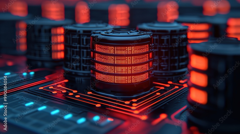 Poster red and black data storage in digital environment