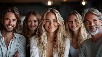 Five friends enjoying a joyful moment together in a cozy cafe during the afternoon, capturing smiles and laughter