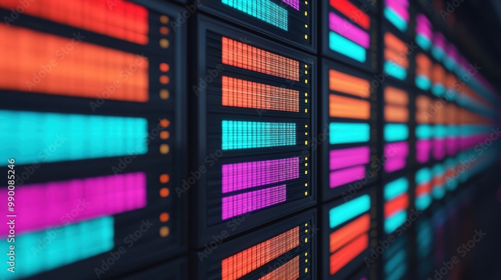 Poster colorful data visualization in modern digital interface