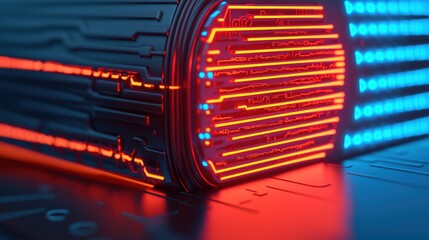 Abstract Digital Circuit Design with Glowing Lines