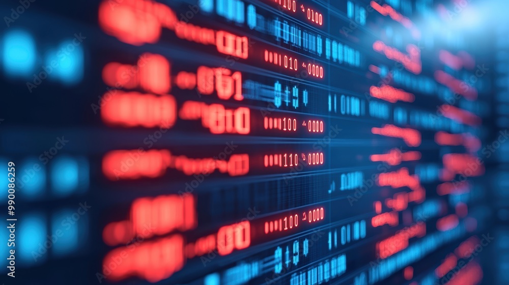 Aufkleber abstract digital data visualization with blue and red colors