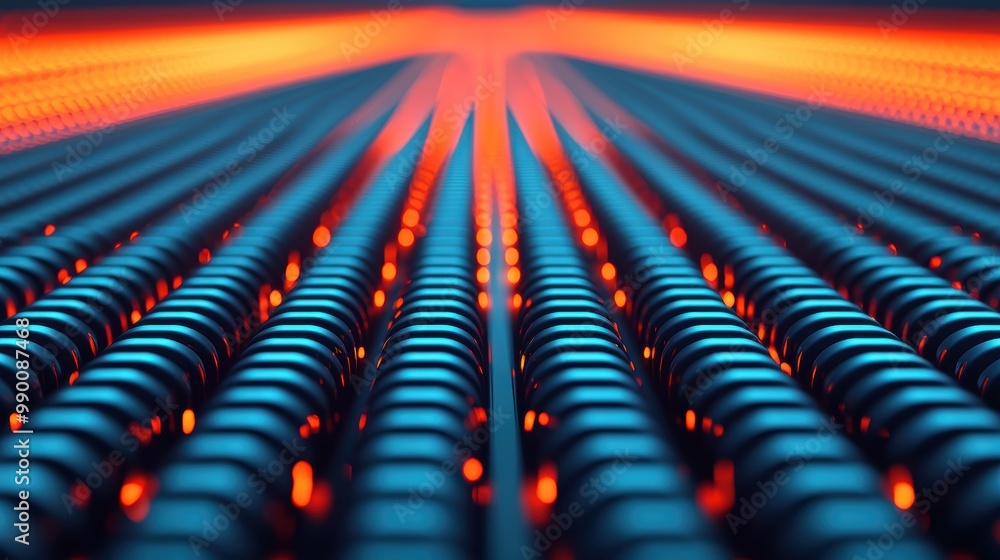 Poster abstract lines of light and color in tech design