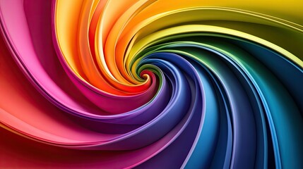 Obraz premium Rainbow ribbons creating a pride flag in a spiral pattern, showcasing a celebration of LGBTQ diversity and unity.