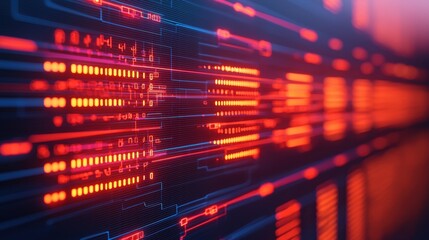 Obraz premium Digital Data Stream with Vibrant Neon Colors