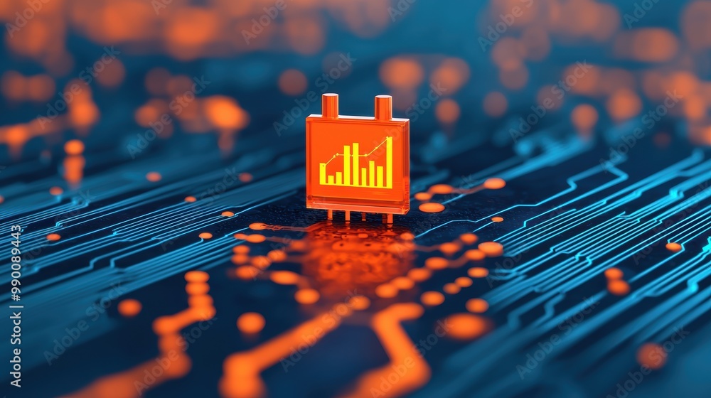 Aufkleber digital chart icon on circuit board background