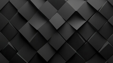 Fototapeta premium Sophisticated black diamond-shaped 3D pattern on a dark background, forming an abstract wallpaper design.