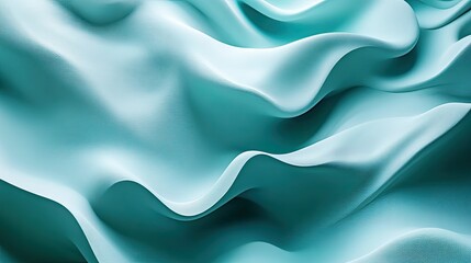 Obraz premium Undulating teal wave pattern in 3D, creating a dynamic and smooth abstract background.