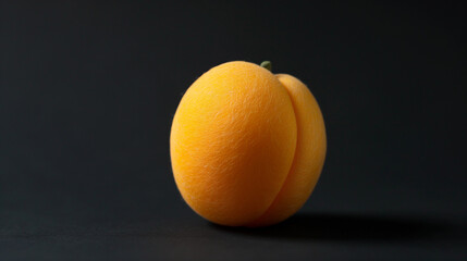 A very detailed photo of an apricot made of felt on a black background