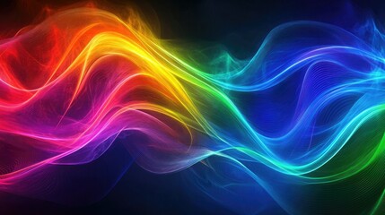 Fototapeta premium Vibrant rainbow energy lights in an abstract wave pattern, creating a dynamic, high-energy design.