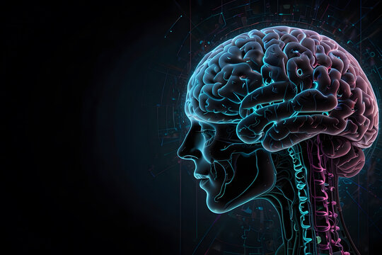 abstract image of Concept art of a human brain exploding with knowledge and creativity