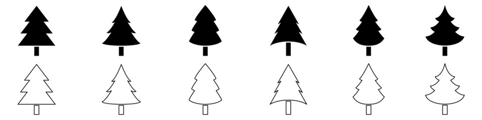 Norway spruce or Douglas fir, fir tree or Christmas fir vector pictogram sign icon symbol 