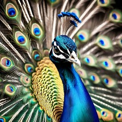 Most beautiful peacock looking on cameran closup shot