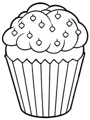 muffin  with cream line art vector illustration 