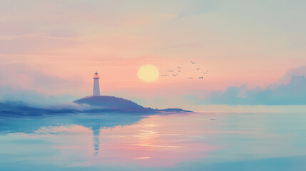 Fototapeta premium lighthouse at sunset