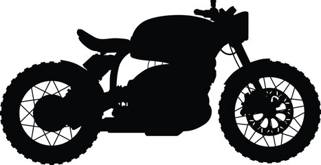 Brat style motorcycle side view silhouette illustration