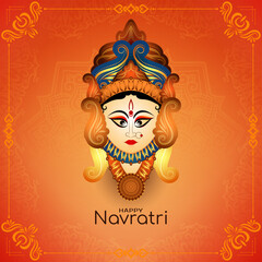 Happy Navratri and Durga puja traditional festival greeting card