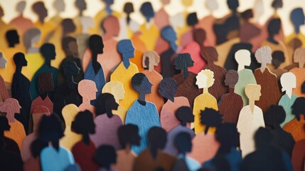 Obraz premium Paper cut of a crowd with diverse people