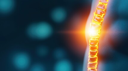 Obraz premium Radiant Human Spine Illustration in Blue Background