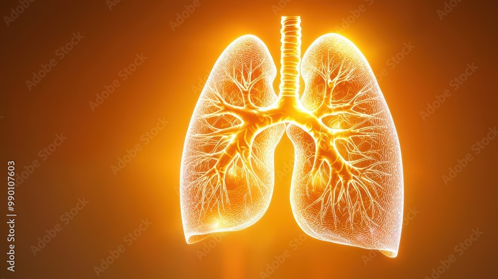 Aufkleber lungs with inner structure and glowing effect