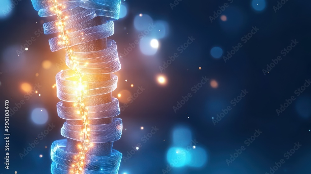 Aufkleber glowing spine structure with bokeh background