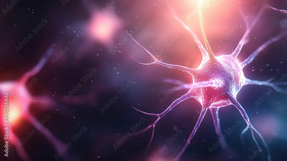 Poster neurons connecting in a colorful abstract background
