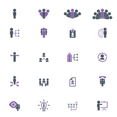 Fototapeta premium Universal business management and human resources icon set. Universal icons for web and mobile. Vector.