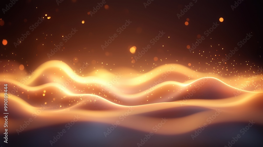 Poster Abstract Waves with Glowing Light and Sparkles