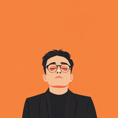 Obraz premium A striking portrait of a man set against a minimal, natural backdrop, crafted in a flat illustrative style.