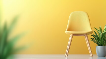 Fototapeta premium Modern Yellow Chair in Bright Sunlit Room