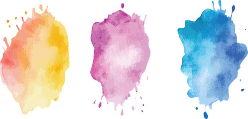 Colorful watercolor brush strokes vector. set of colorful paint splatter texture.