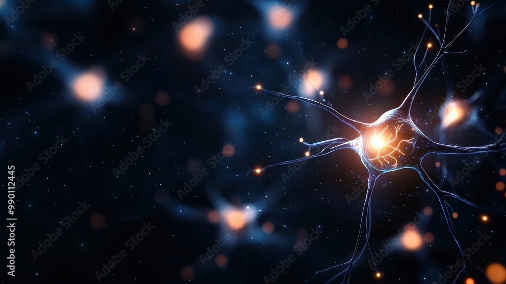 Poster abstract image of neurons in a digital environment