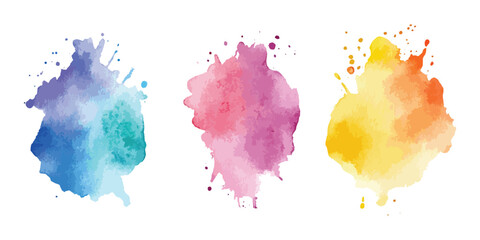 Colorful watercolor brush strokes vector. Set of beautiful abstract colorful smear brushes for painting isolated on white background.