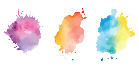 Colorful watercolor brush strokes vector. Set of beautiful abstract colorful smear brushes for painting isolated on white background.