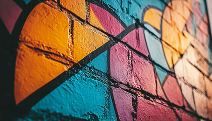 A graffiti-covered urban wall, showcasing vibrant colors, bold lines, and an edgy, artistic vibe