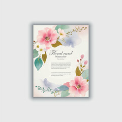 Vector hand drawn floral wedding invitation card