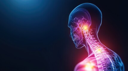 Human Anatomy Illustration of Neck and Spine