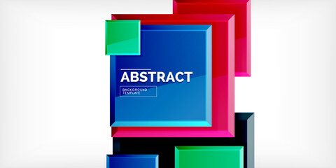 Fototapeta premium Colorful squares with reflections abstract background design. Vector Illustration For Wallpaper, Banner, Background, Card, Book Illustration, landing page