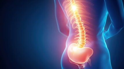 Naklejka premium Human Spine Anatomy with Lumbar Section Focus