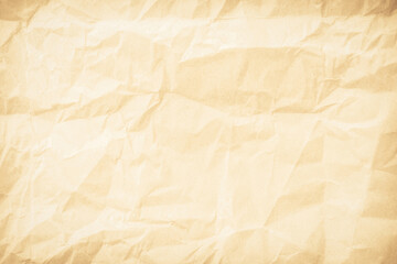 Old paper vintage texture surface for background. Recycle pale brown paper crumpled texture, Cream color recycled kraft paper texture blank with copy space for text.