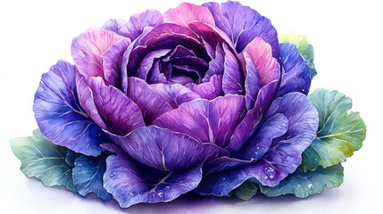 Obraz premium Beautiful purple cabbage flower with vibrant colors and intricate petals, perfect for botanical or floral themes.