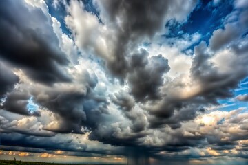 Dramatic cloudscape with sunlight breaking through