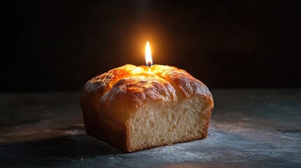 A Burning Bread Loaf on a Dusty Surface