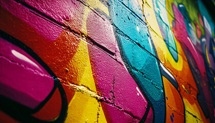 Fototapeta premium A graffiti-covered urban wall, showcasing vibrant colors, bold lines, and an edgy, artistic vibe