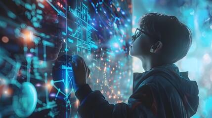 Student Solving Complex Equations on Holographic Display Powered by Genetic Enhancement