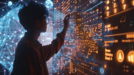 Student Effortlessly Solving Complex Equations on Holographic Display Genetic Enhancement Concept