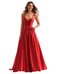 Naklejka premium Woman wear color evening dress transparent background