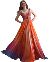 Obraz premium Woman wear color evening dress transparent background