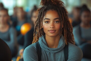 Fototapeta premium Young Woman with Dreadlocks Looking at Camera