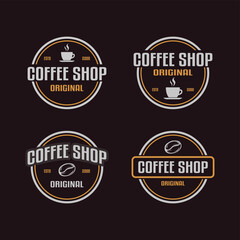 Obraz premium Coffee shop logo design template premium. stamp retro badge coffee bean cup vector, bar brand symbol icon vintage