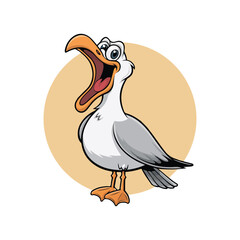 Happy seagull Vector Illustration Smiling and Laughing